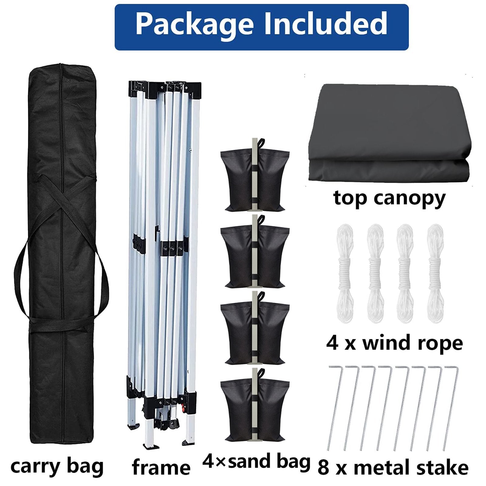 SUIFT 10x10 Pop Up Canopy Tent Instant Folding Canopy with 4 Weight Sandbags, Black