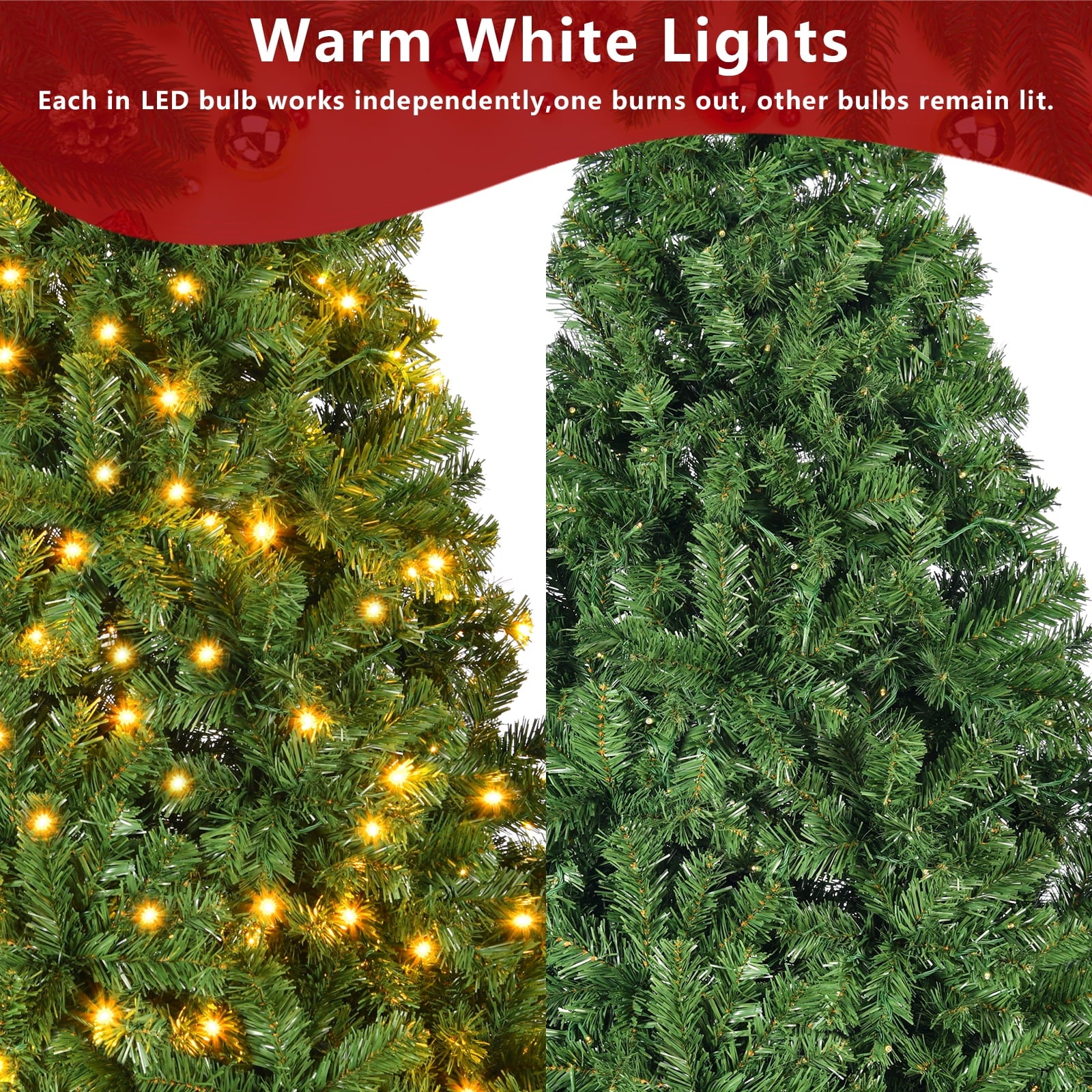 YouYeap Pre-Lit Christmas Tree 6ft Xmas Tree with Warm Wihte Lights for Indoor and Outdoor Christmas Decoration