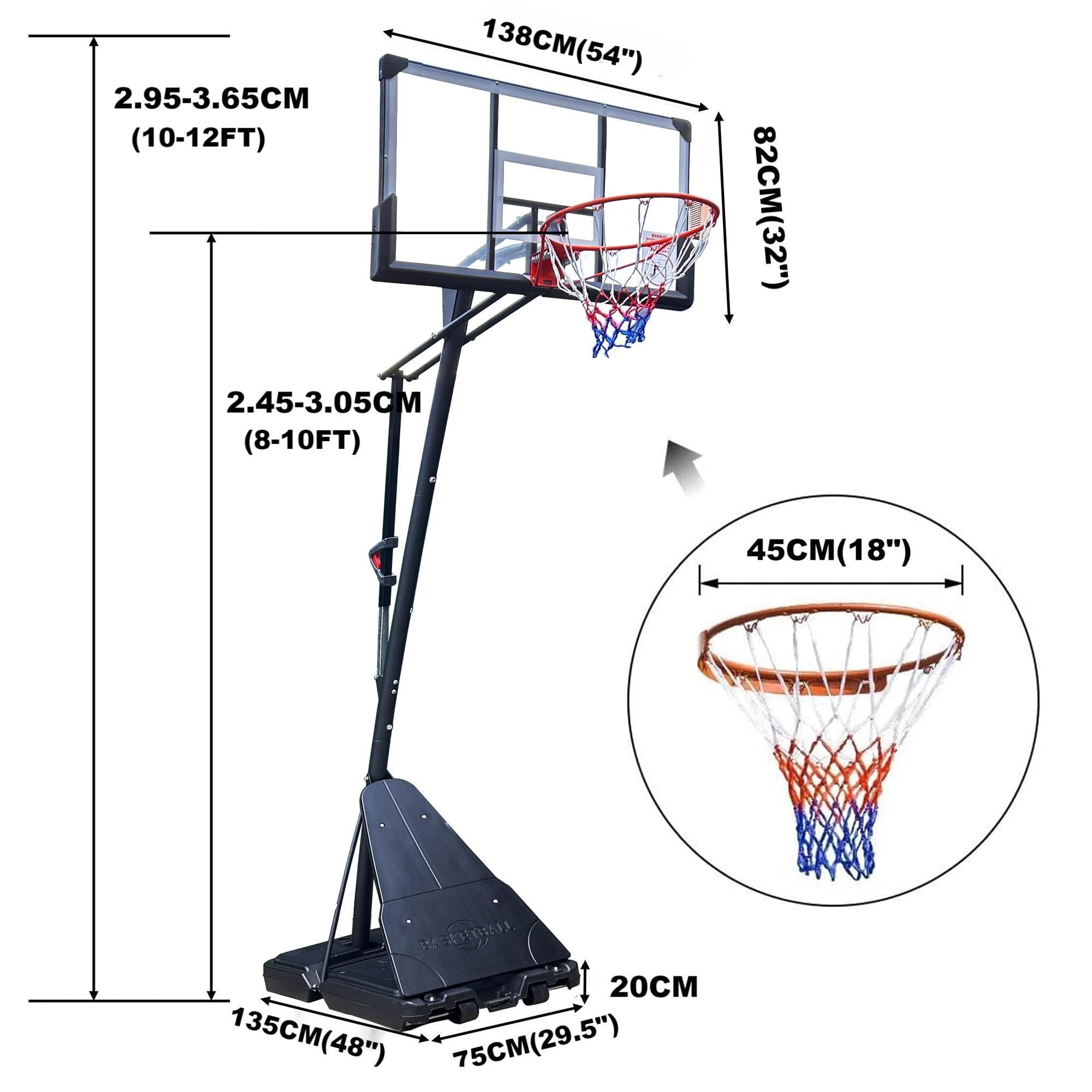 SUGIFT 54in Portable Basketball Hoop with Polycarbonate Backboard