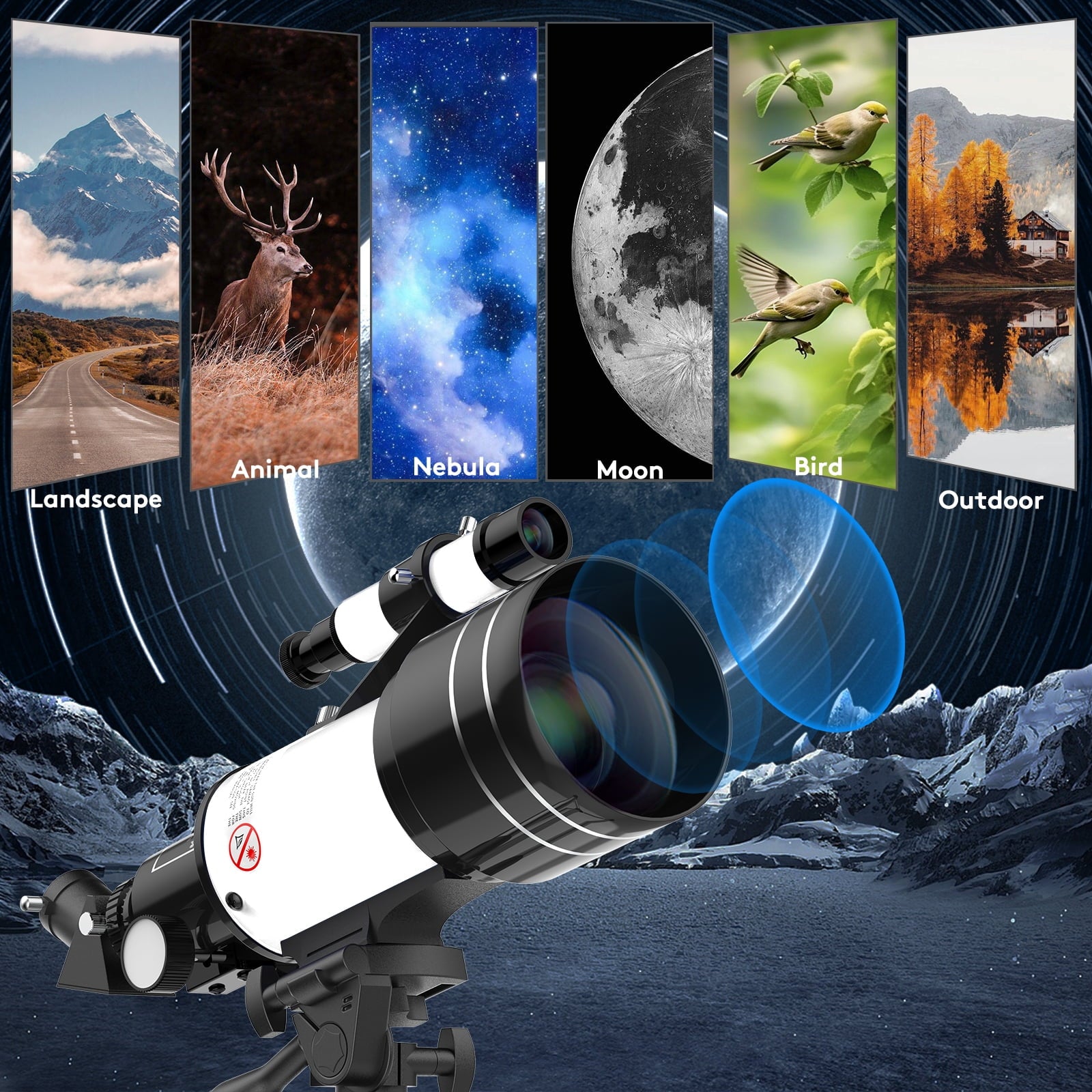 YouYeap Telescope for Adults Kids 70mm Aperture 300mm Telescopes with Phone Adapter