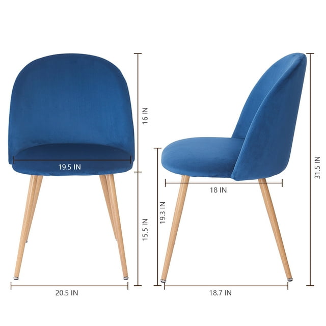 SUGIFT Modern Accent Chair, Velvet Dining Chairs, Cream Blue