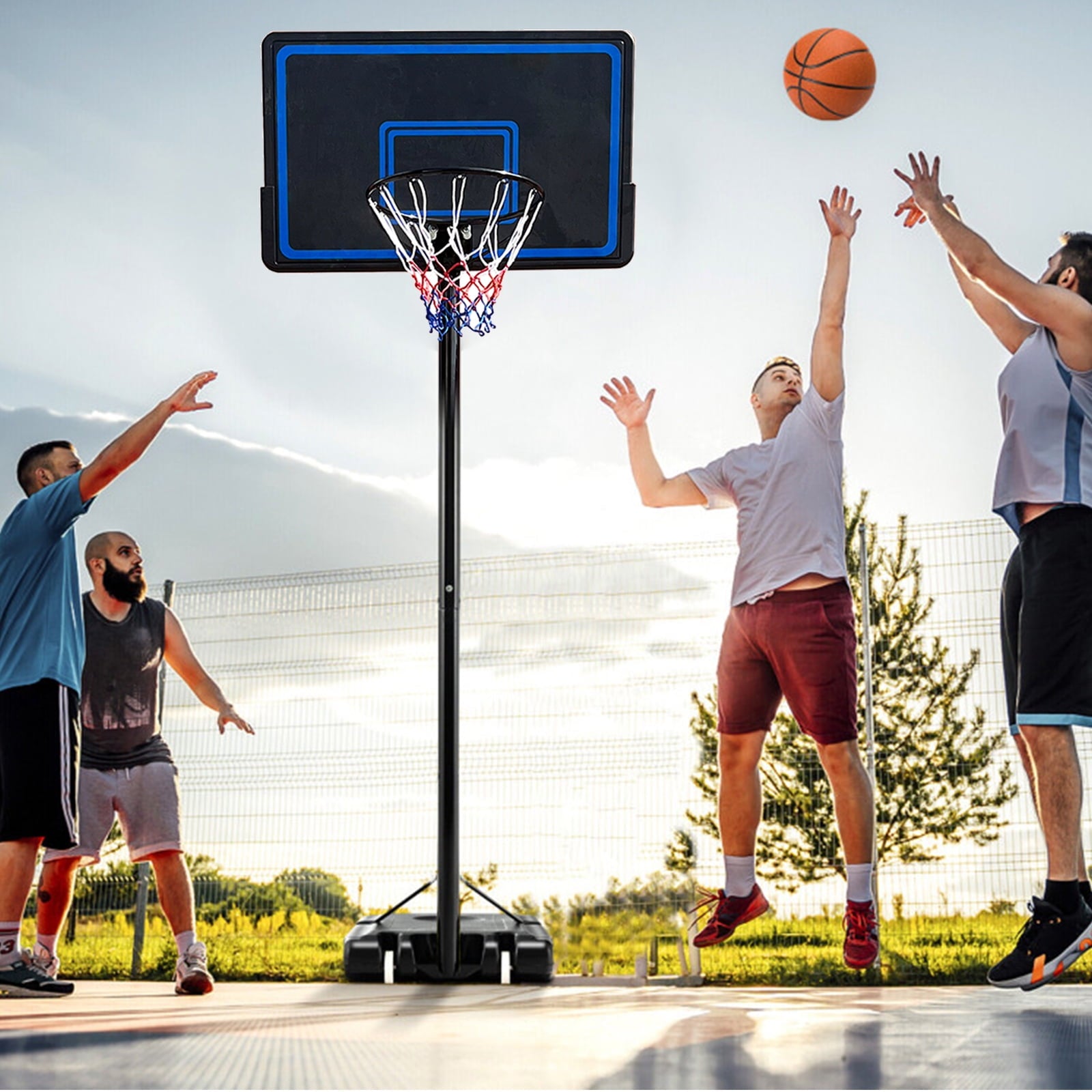 SUGIFT Adjustable Portable Basketball Hoop System with 44 Inch Backboard