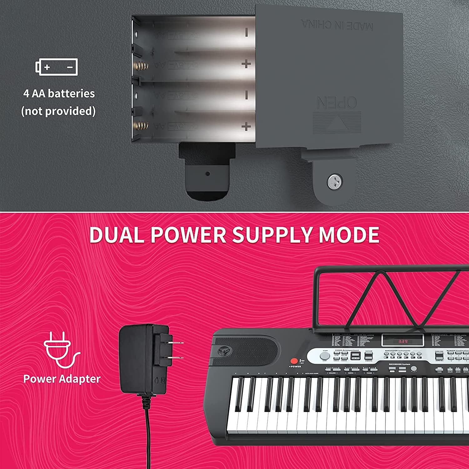 YouYeap Piano Set 61 Key Portable Electric Keyboard Kit with Headphone, Stand, Stool and Power Supply