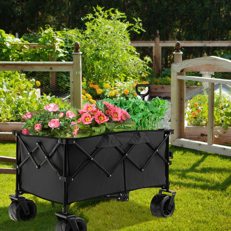 SUGIFT Folding Utility Garden Cart with Wide Wheels and Adjustable Handle