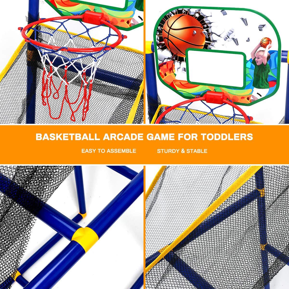 Harigal Basketball Arcade Game for Kids Toddlers Arcade Basketball Hoop Indoor and Outdoor Basketball Shooting System Sports Toys with 2 Inflatable Balls Pump