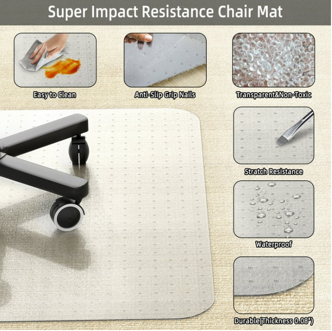 Harigal Office Chair Mat for Carpet, Carpet Protector Mat, Sturdy Carpet Chair Mat with Studs for Office, Home and Gaming Floor