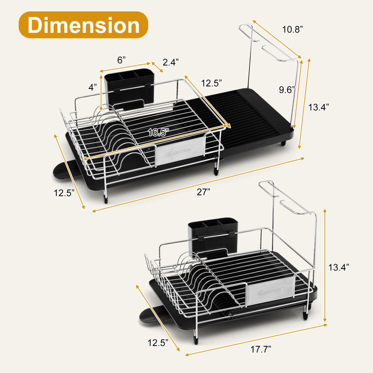 Expandable Dish Rack with Drainboard and Swivel Spout