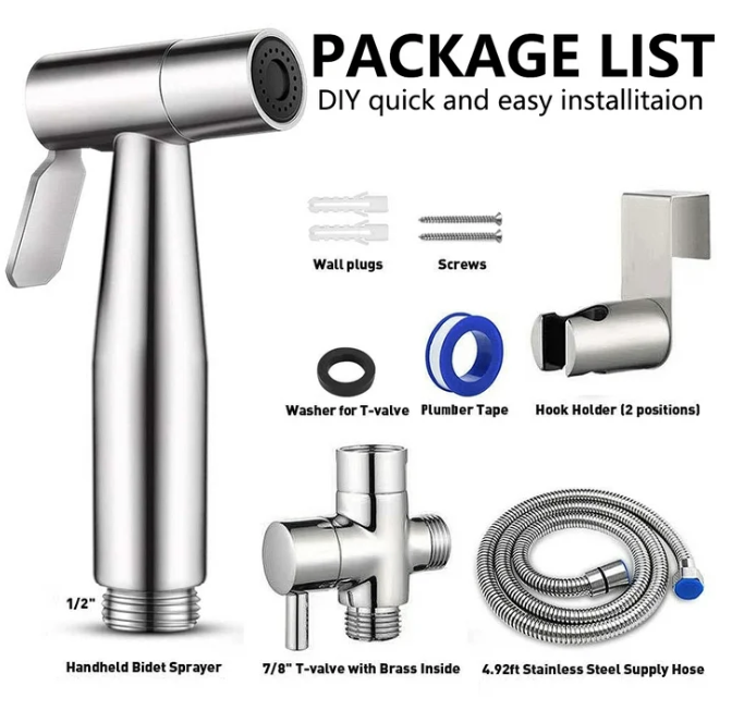 Harigal Handheld Bidet Sprayer for Toilet, Brushed Nickel Bidet Attachment for Feminine Wash