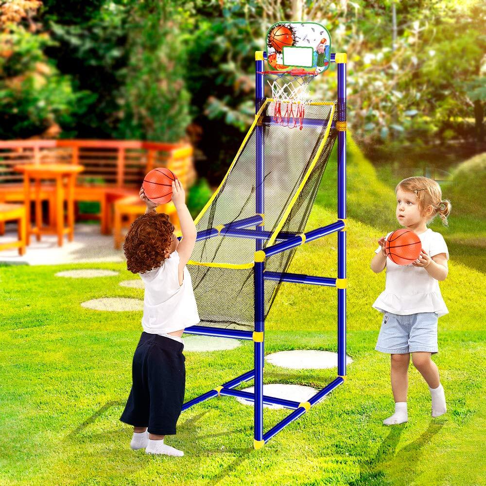 Harigal Basketball Arcade Game for Kids Toddlers Arcade Basketball Hoop Indoor and Outdoor Basketball Shooting System Sports Toys with 2 Inflatable Balls Pump