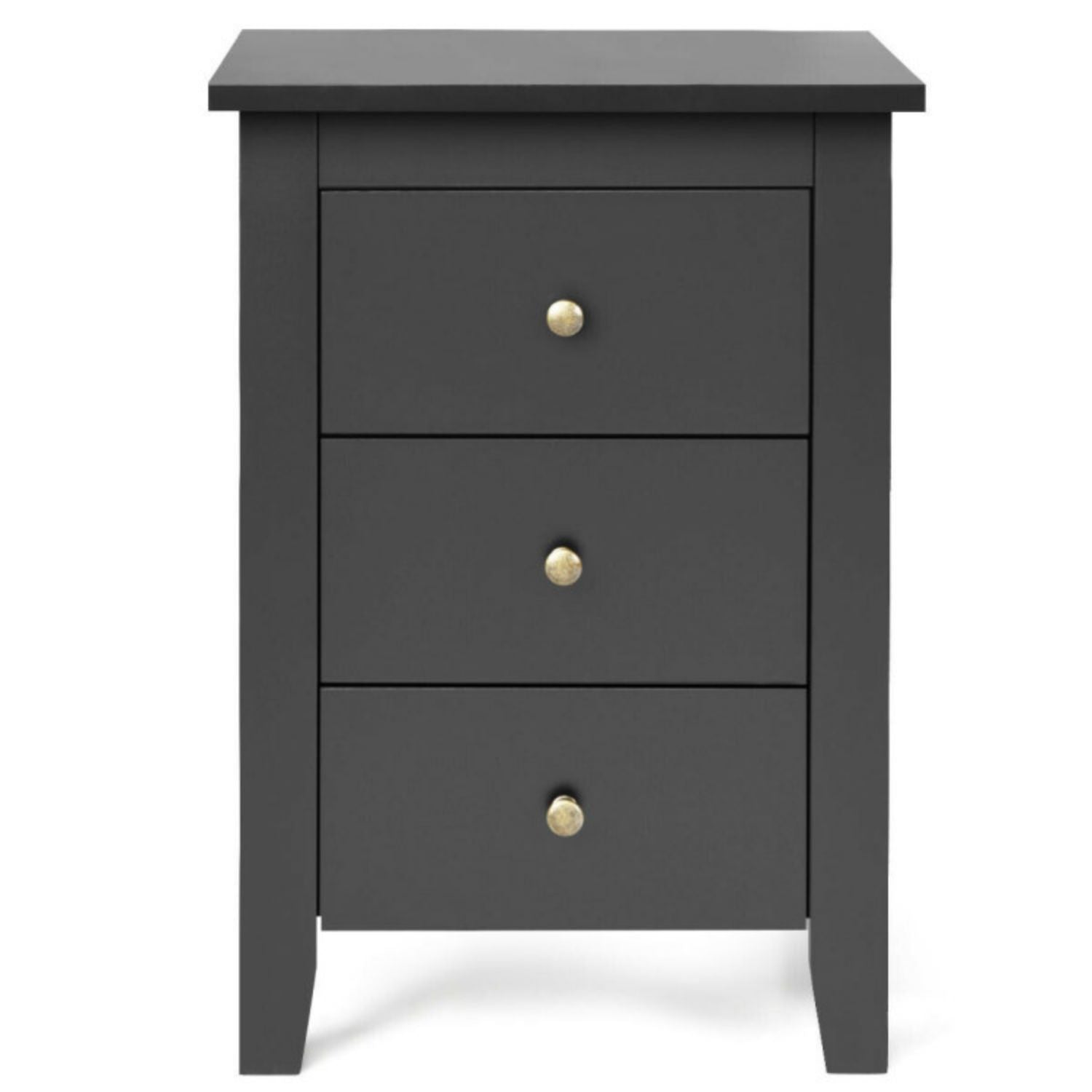 SUGIFT Nightstand End Beside Table Drawers Modern Storage Bedroom Furniture-Black