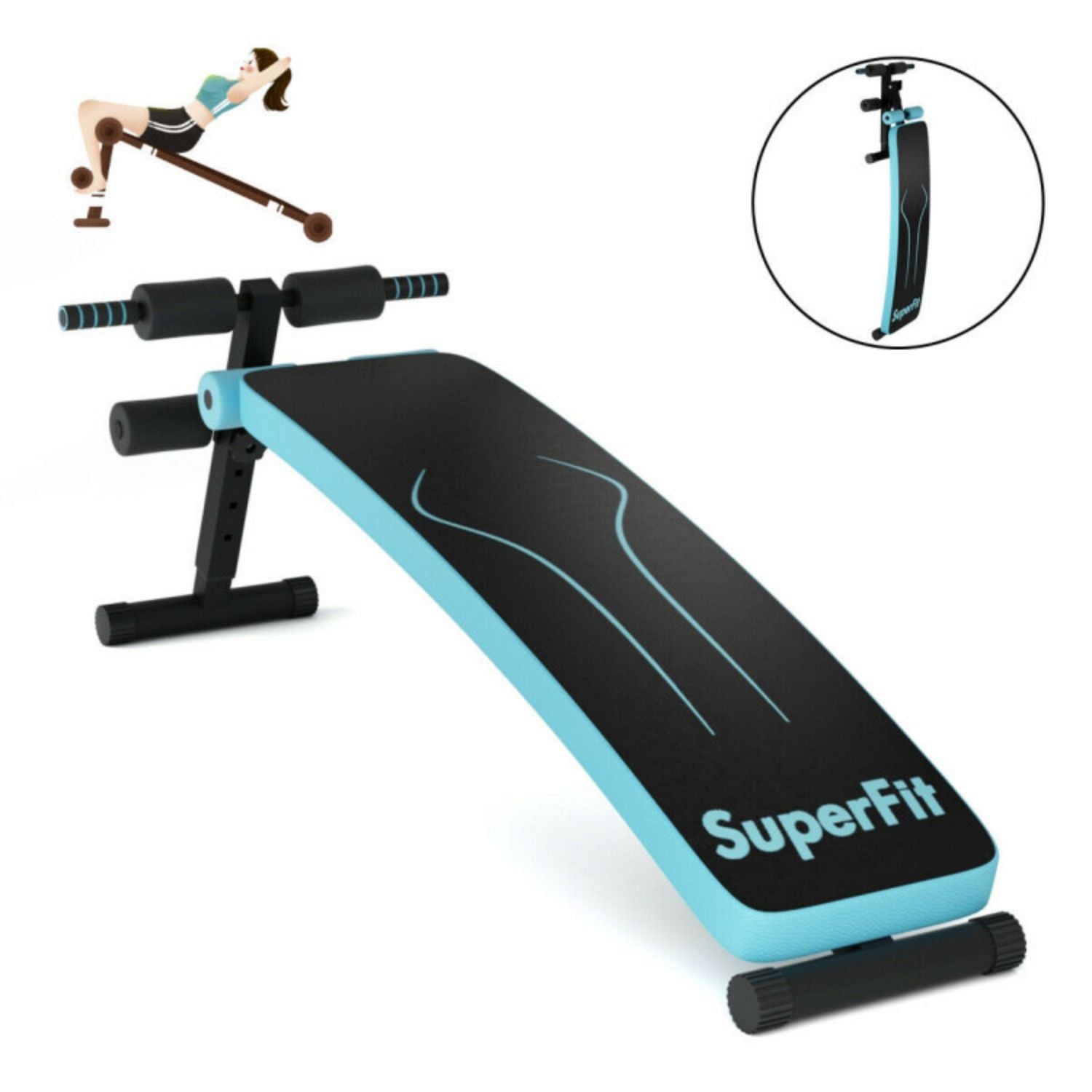 SUGIFT Folding Weight Bench Adjustable Sit-up Board Workout Slant Bench-Blue