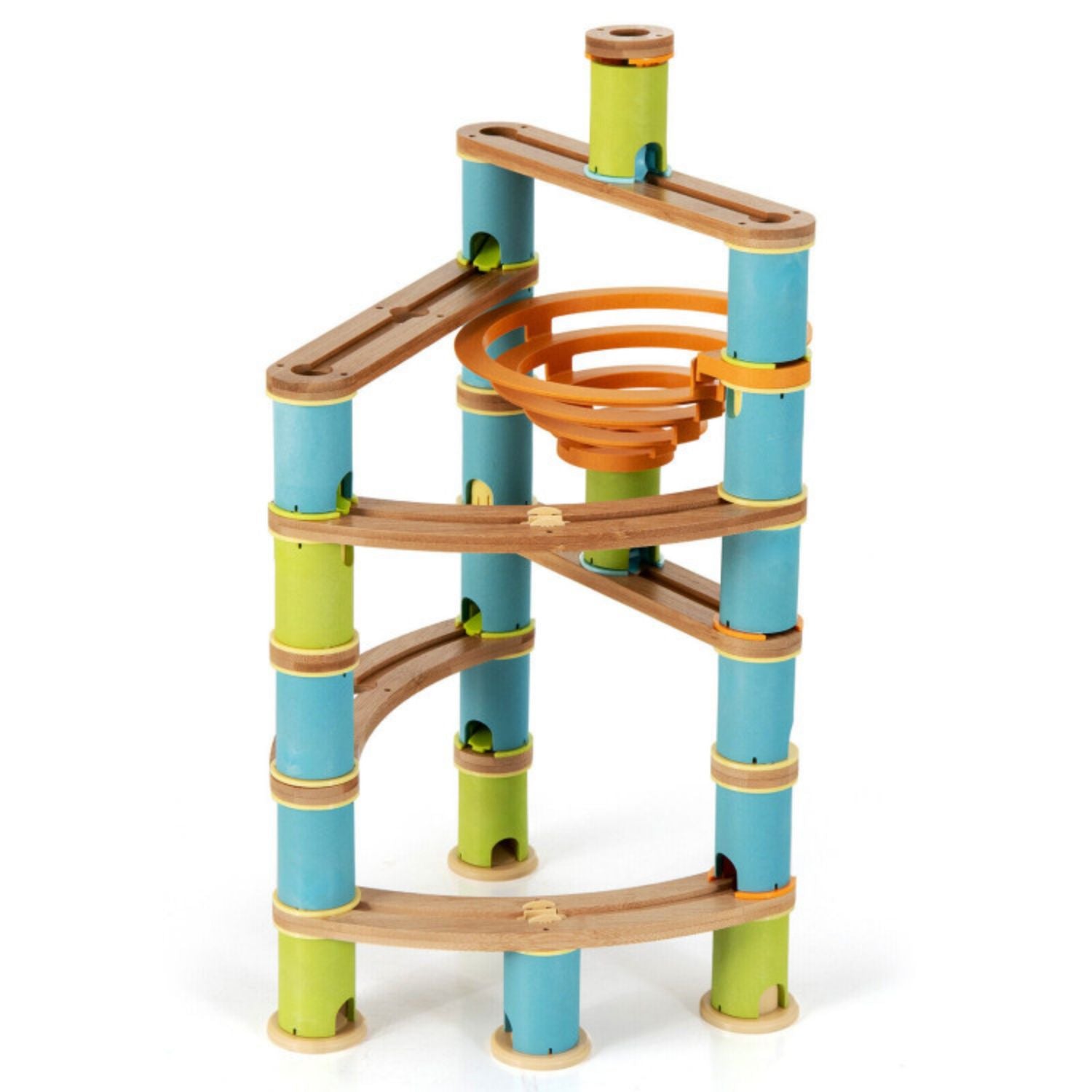 SUGIFT Bamboo Build Run Toy with Marbles for Kids Over 4