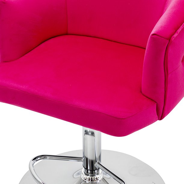 SUGIFT Tufted Chair Adjustable Height Bar Stool Fuchsia