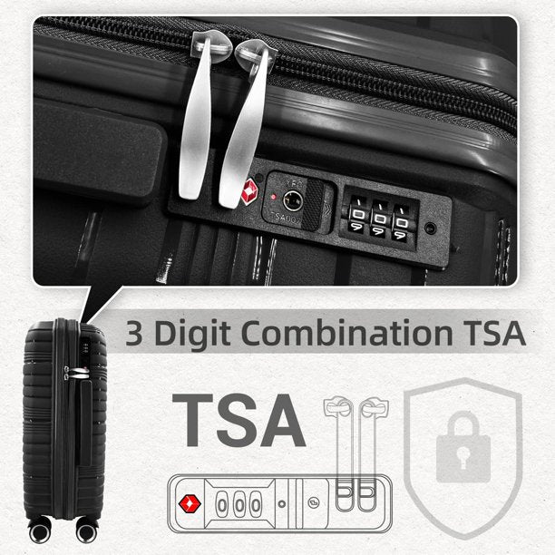 SUGIFT 4-Piece Nested Spinner Suitcase Luggage Set with TSA Lock, Black