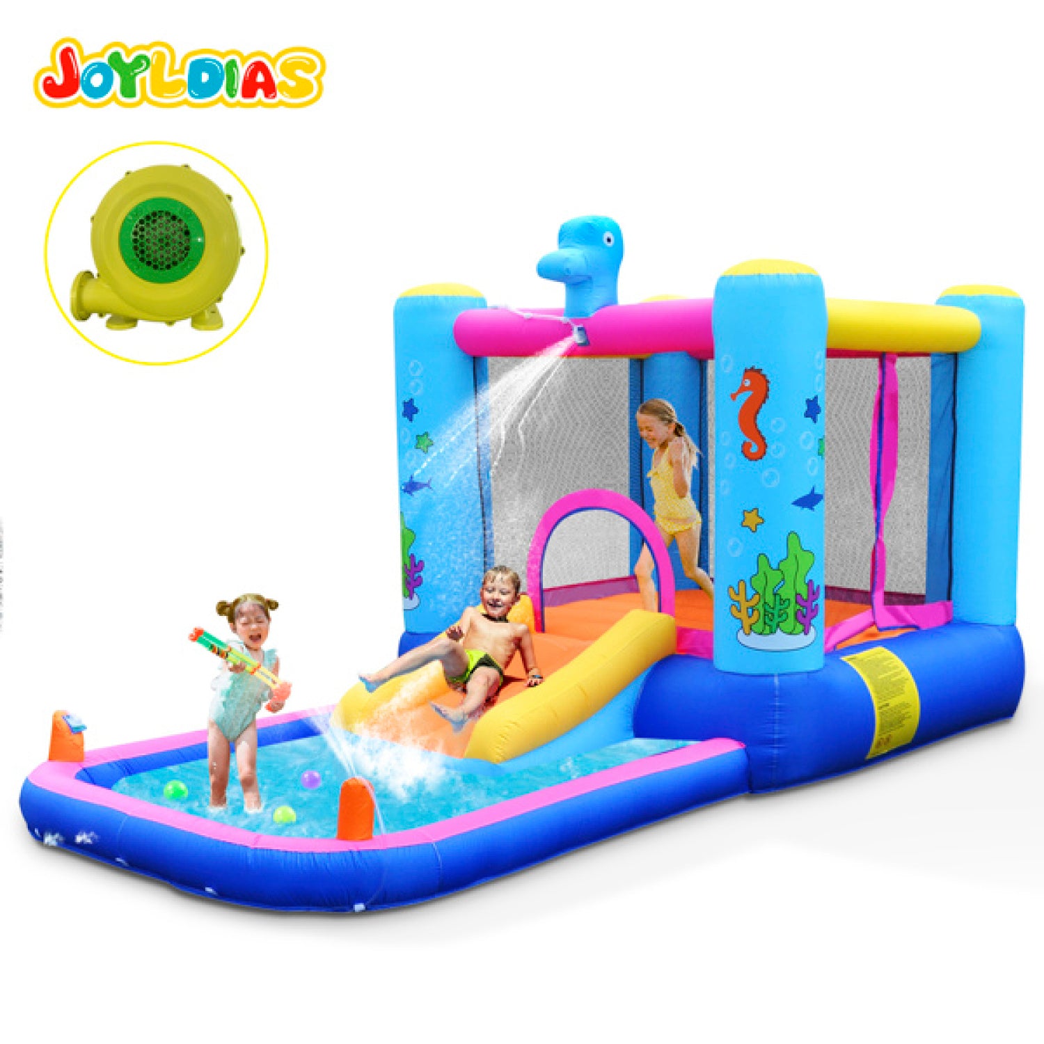 SUGIFT Inflatables Bounce House or Water Slide All in one, Large Pool, Fun Bouncing Area for Jump and Splash Adventure