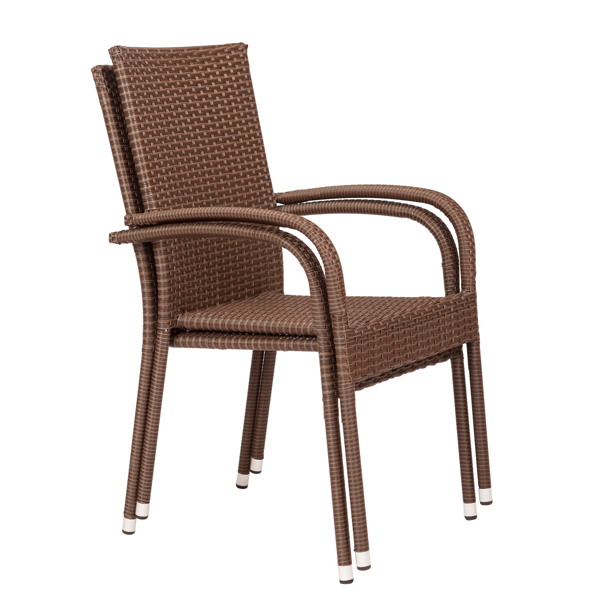 SUGIFT Morgan Resin Wicker Stacking Patio Dining Chair 4-Pack in Mocha