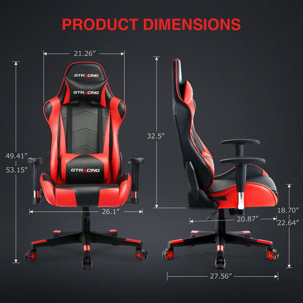 SUGIFT Gaming Chair Office Chair PU Leather with Adjustable Headrest and Lumbar Pillow, Red