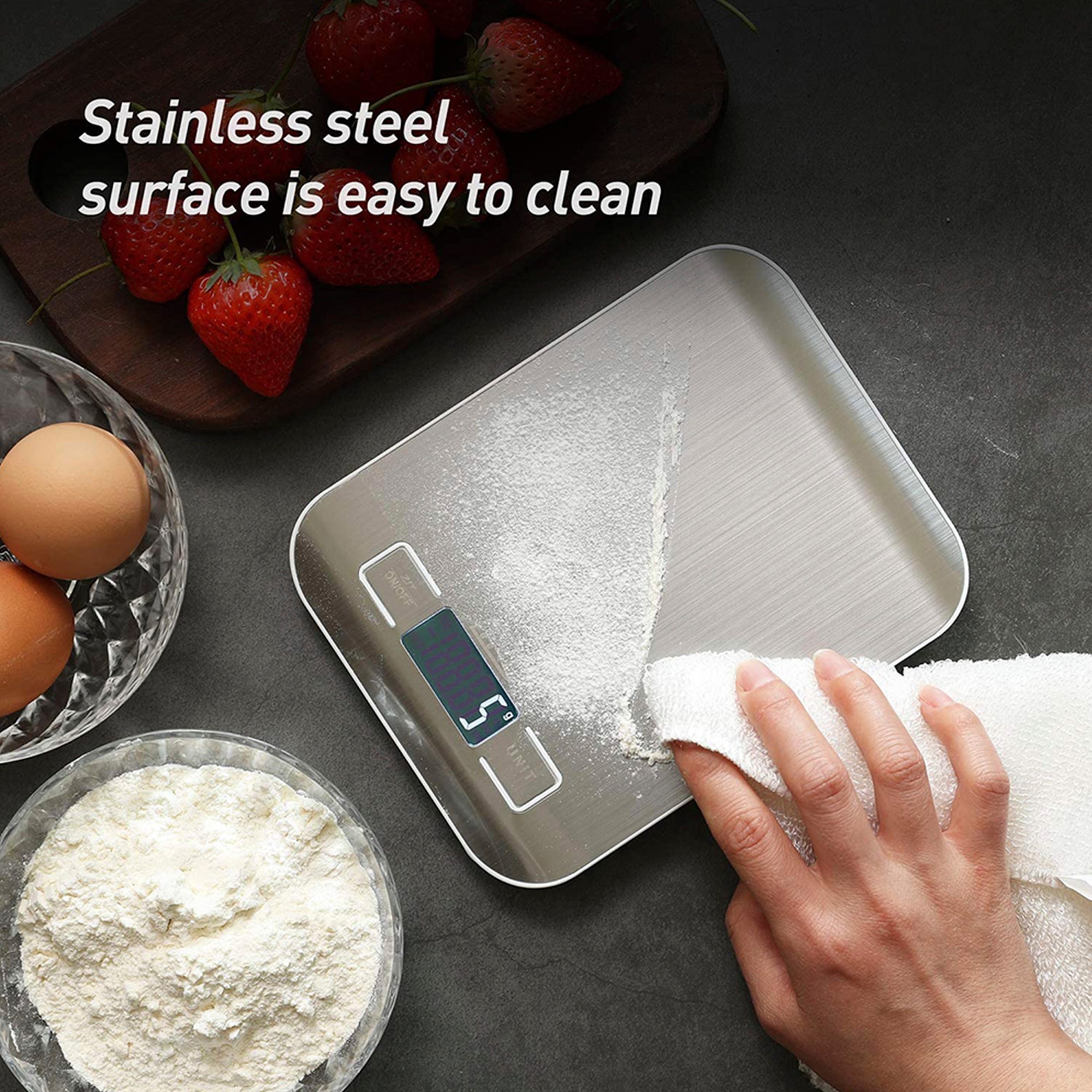 Stainless Steel Silver Lcd Display Digital Kitchen Scale Multifunction Food Scale 22 lbs.