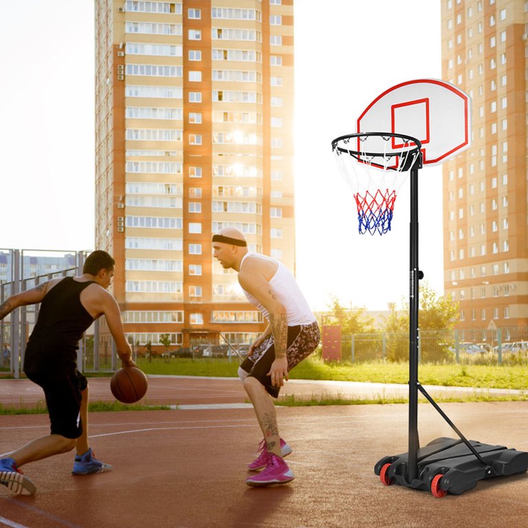 29 in. Kids Portable Adjustable Basketball Hoop Stand with Wheels