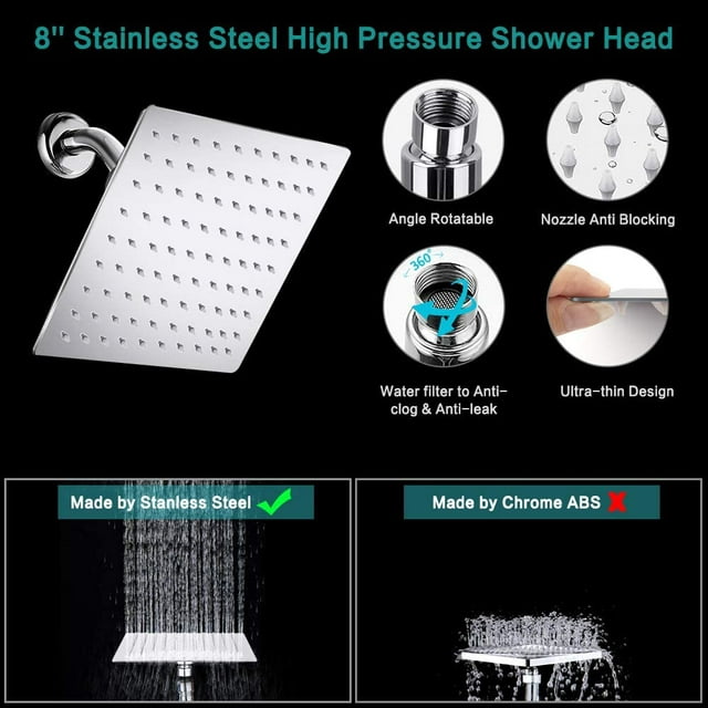 SUGIFT High Pressure Shower Head, 10 inch Rain Shower Head with Handheld and Hose