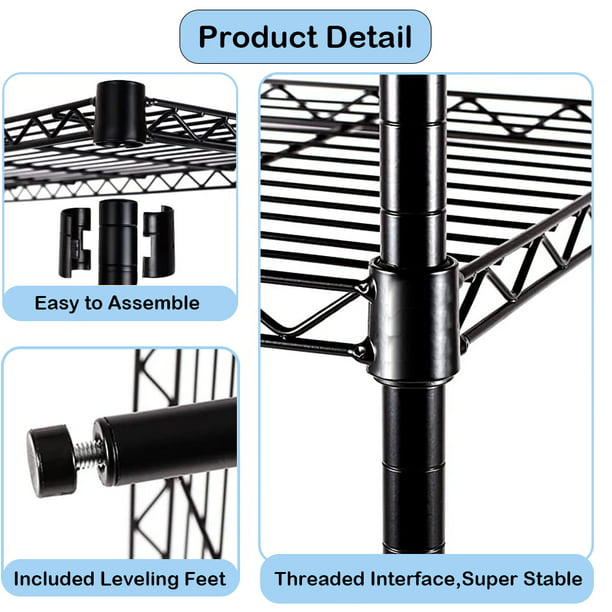 SUGIFT 4 Shelf Wire Shelving, Adjustable Storage Shelf Metal Storage Rack Wire Shelving Unit 1000Lbs Capacity