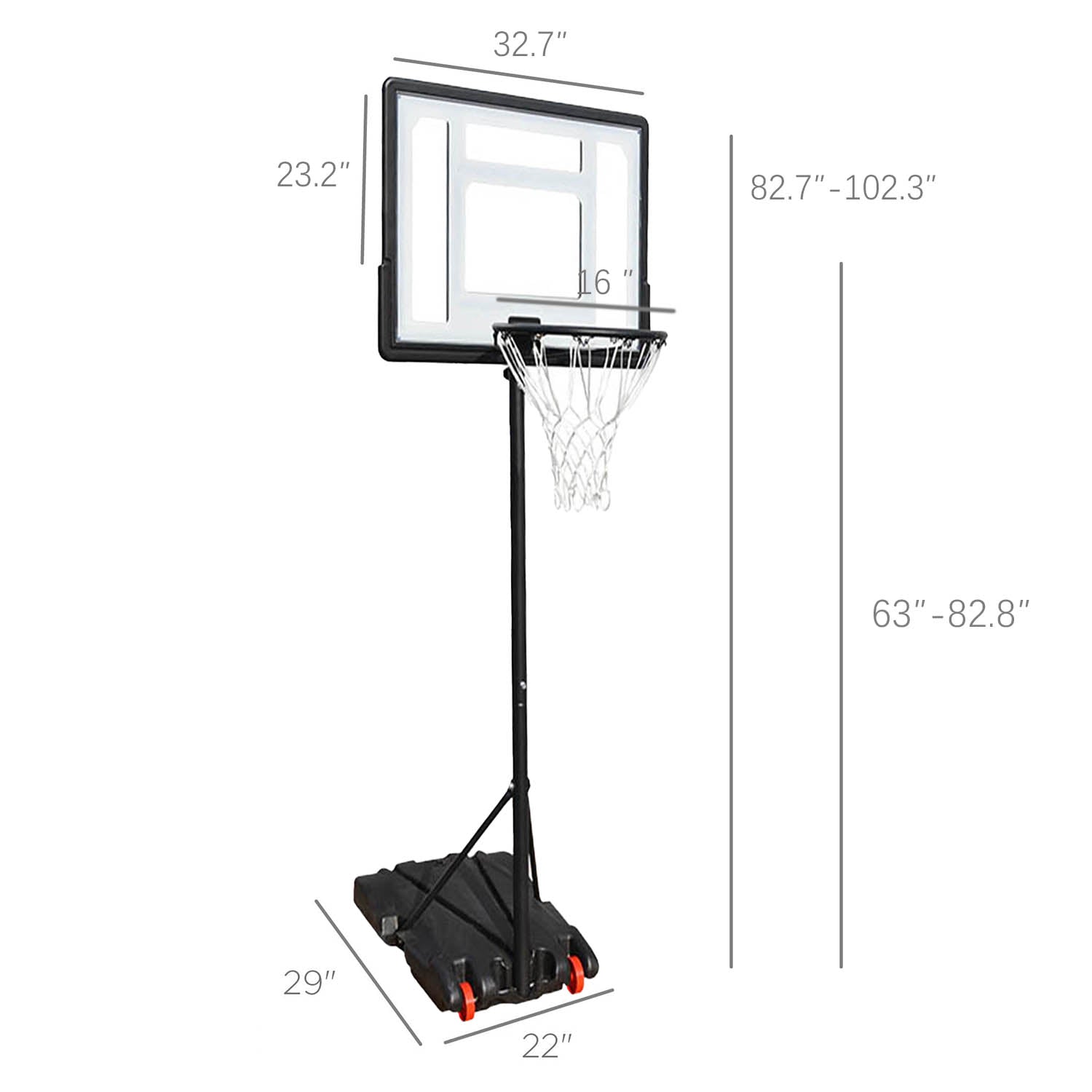 36 in. Portable Kids Basketball Hoop Stand Adjustable Height