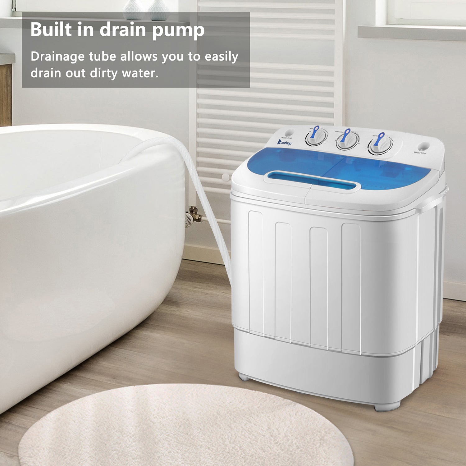 SUGIFT Semi-Automatic Double Tube Washing Machine 550 W Compact Double Tube Washing Machine, Blue