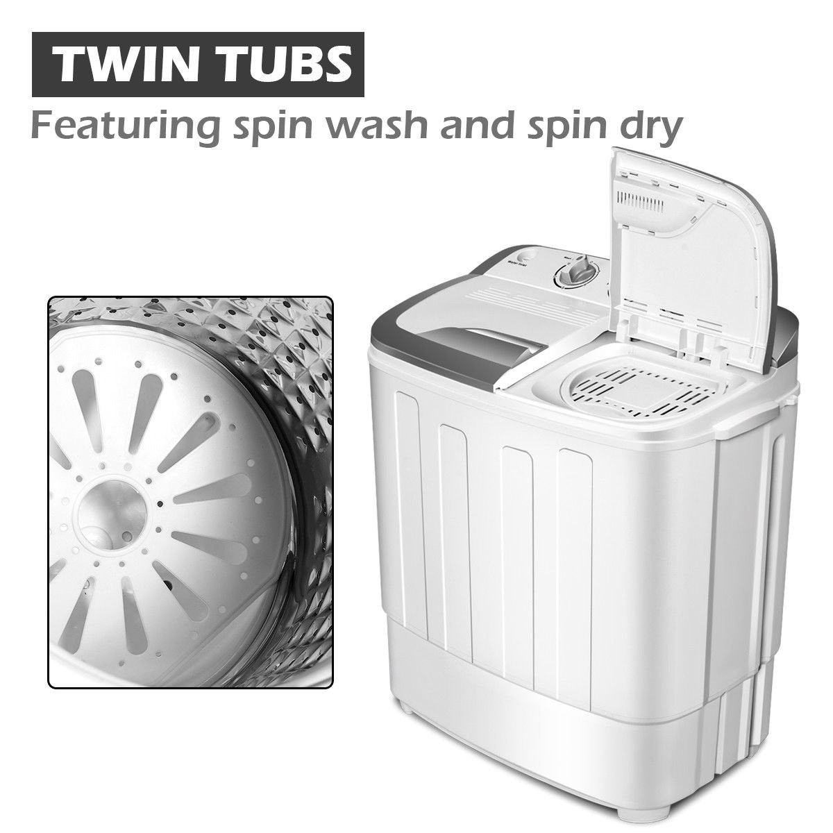 Giantex 13LBS Portable Compact Mini Twin Tub Washing Machine Spinner Drain  Pump