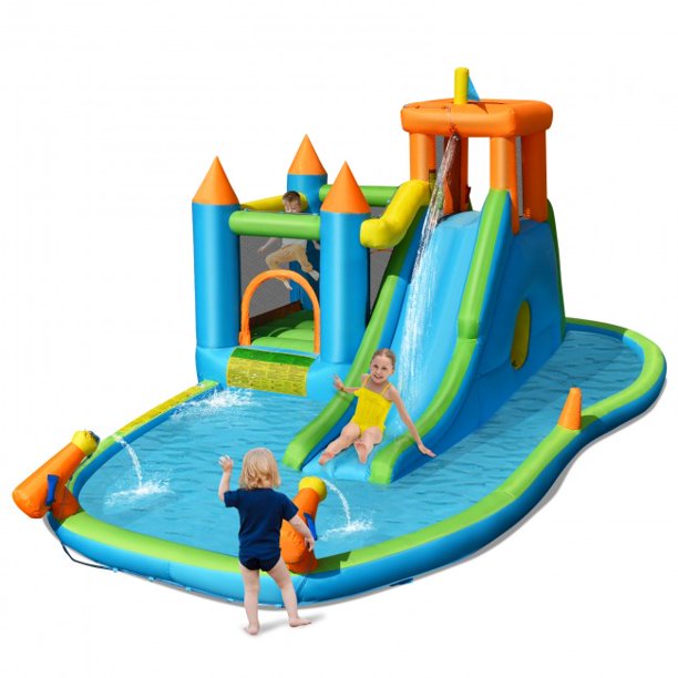 Inflatable Water Slide with Bounce House and Splash Pool