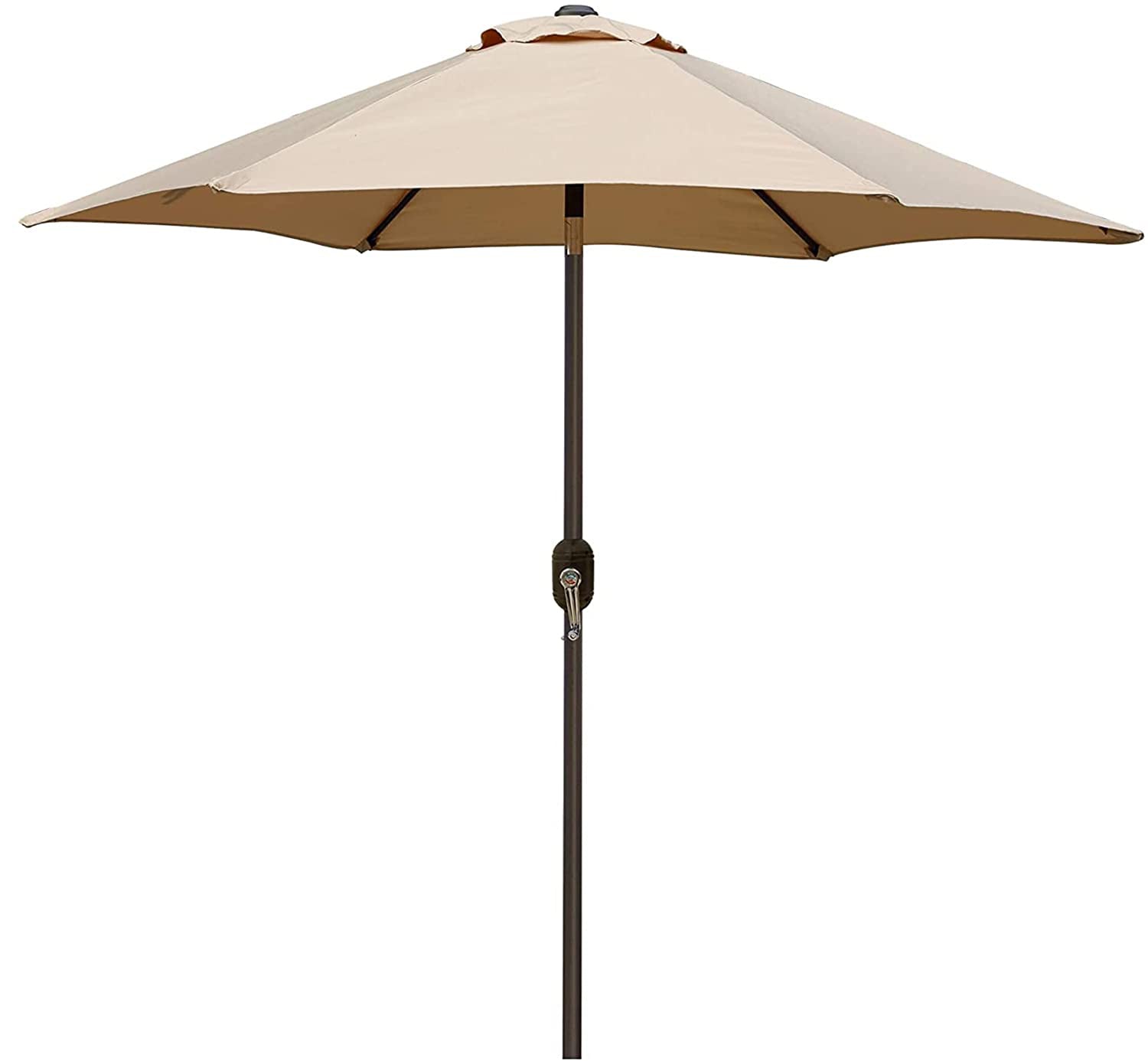 SUGIFT 7.5 ft. Market Outdoor Patio Umbrella with Push Button Tilt and Crank in Beige