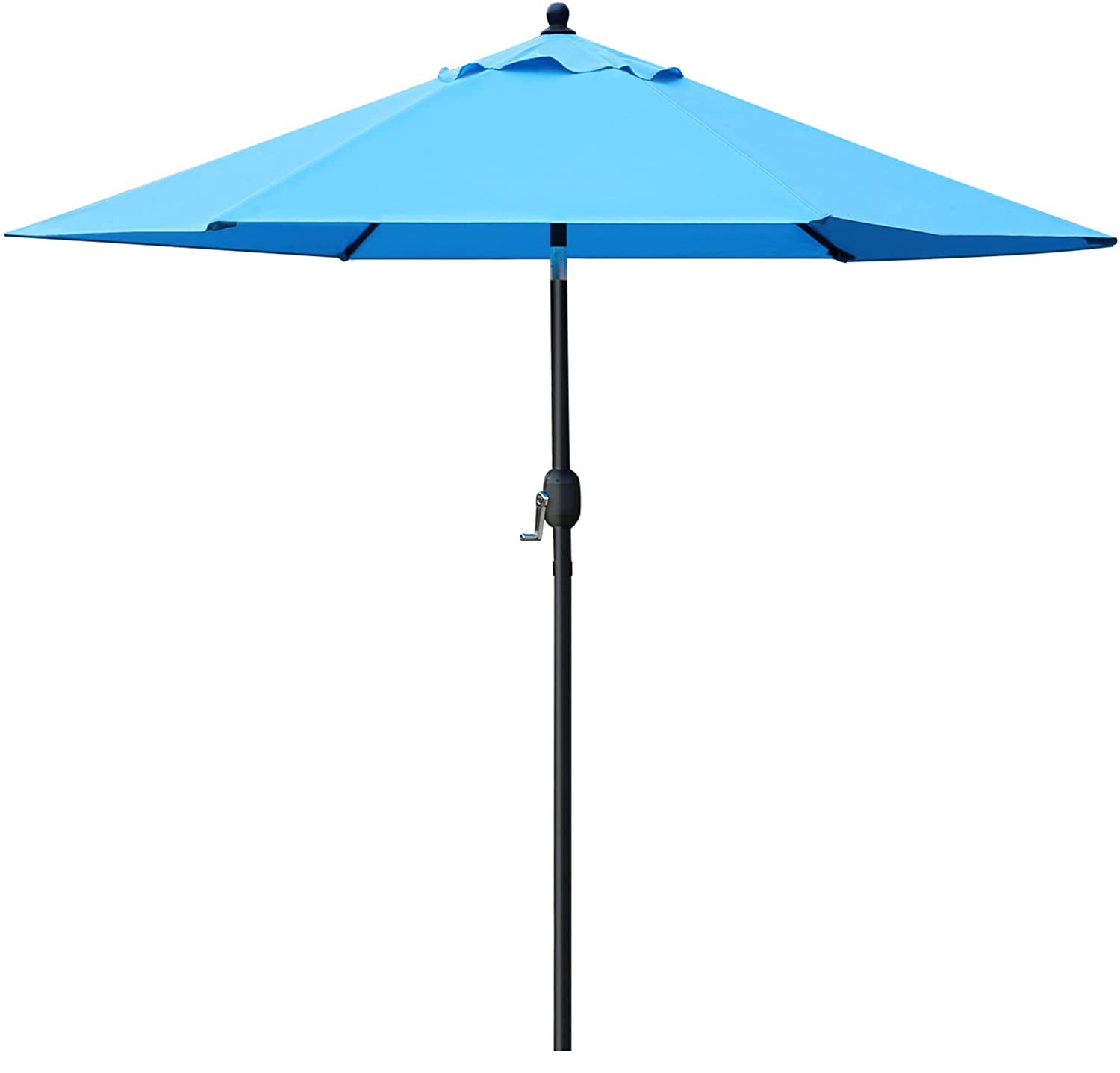 SUGIFT 7.5 ft. Market Outdoor Patio Umbrella with Push Button Tilt and Crank in Blue