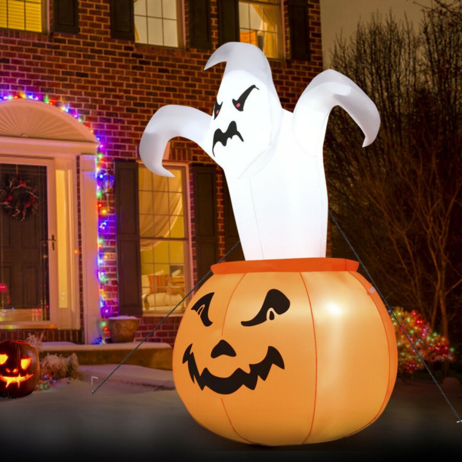 SUGIFT 6 Feet Halloween Blow-Up Inflatable Ghost in Pumpkin with LED Light