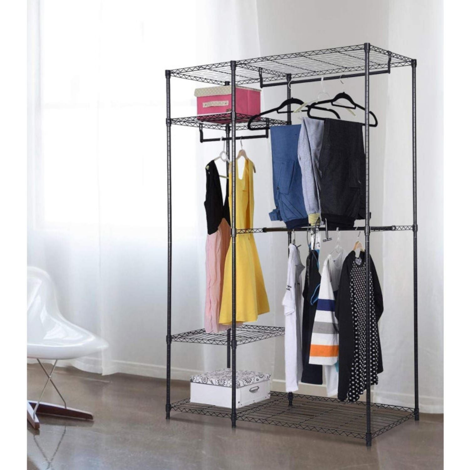 SUGIFT Portable Steel Closet Hanger Storage Rack Organizer