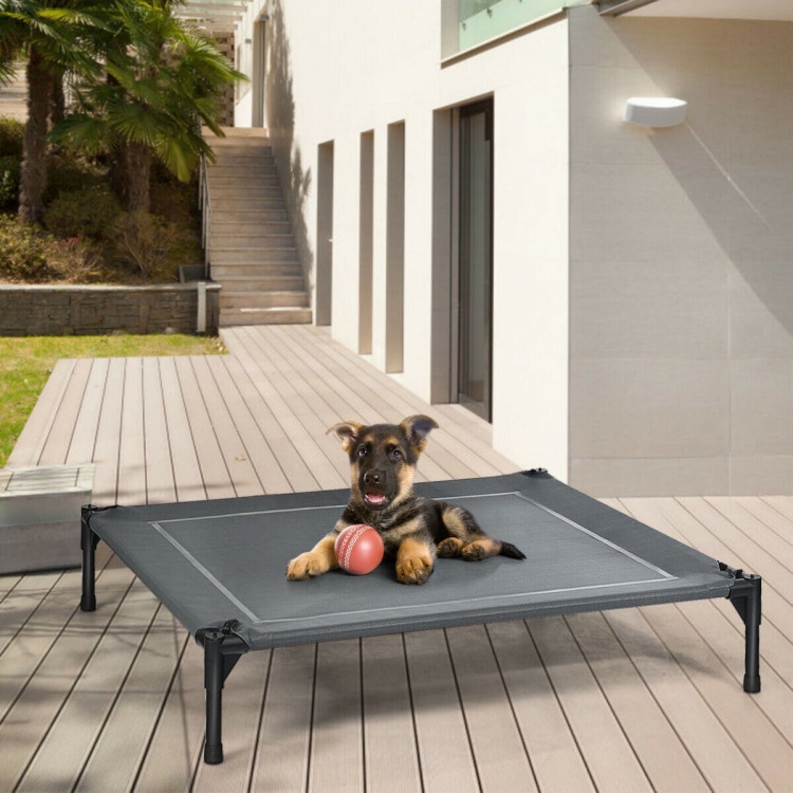 SUGIFT Portable Elevated Outdoor Pet Bed with Removable Canopy Shade-36 Inch