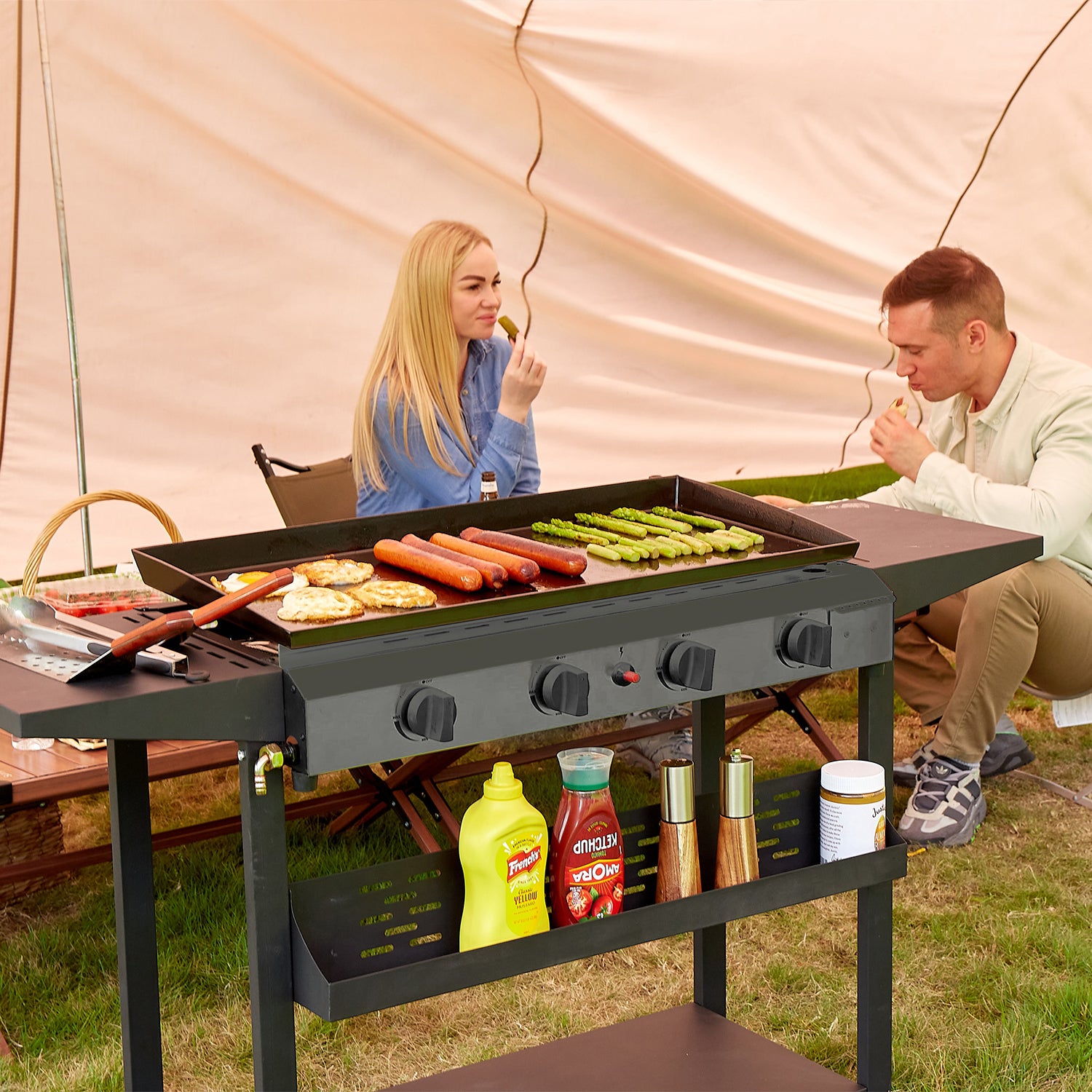 Alpulon 2-Burner Portable Propane GAS Table Top Grill in Black