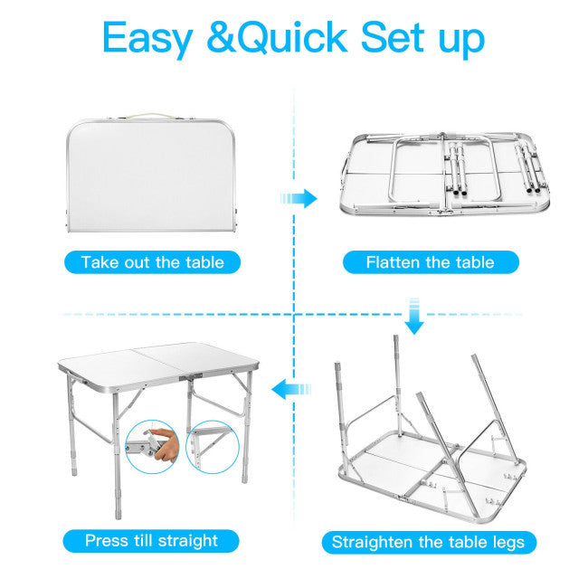 SUGIFT Adjustable Portable Aluminum Patio Folding Camping Table for Outdoor and Indoor