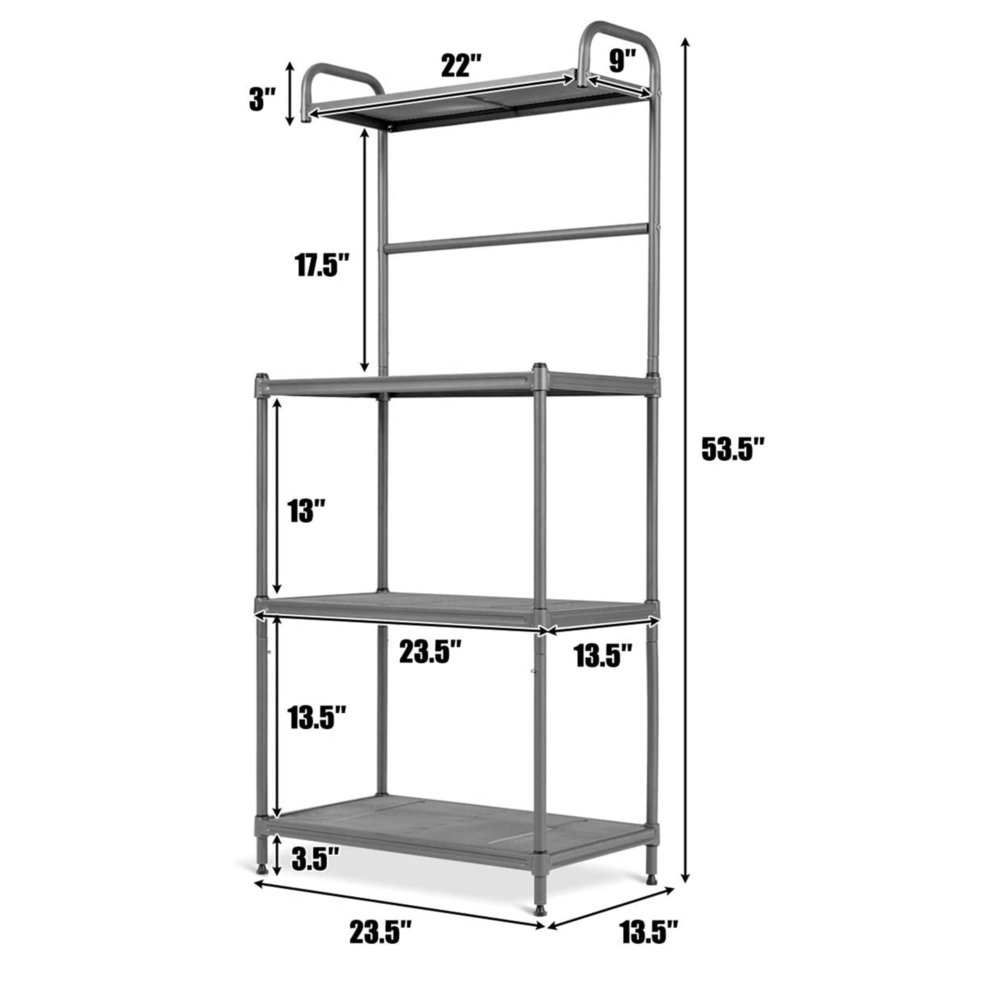 Gray 4-Tier Kitchen Storage Shelf Rack Microwave Cart Kitchen Cart