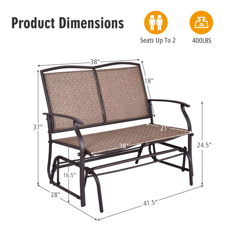 2-Person Steel Frame Patio Glider Rocking Metal Outdoor Bench