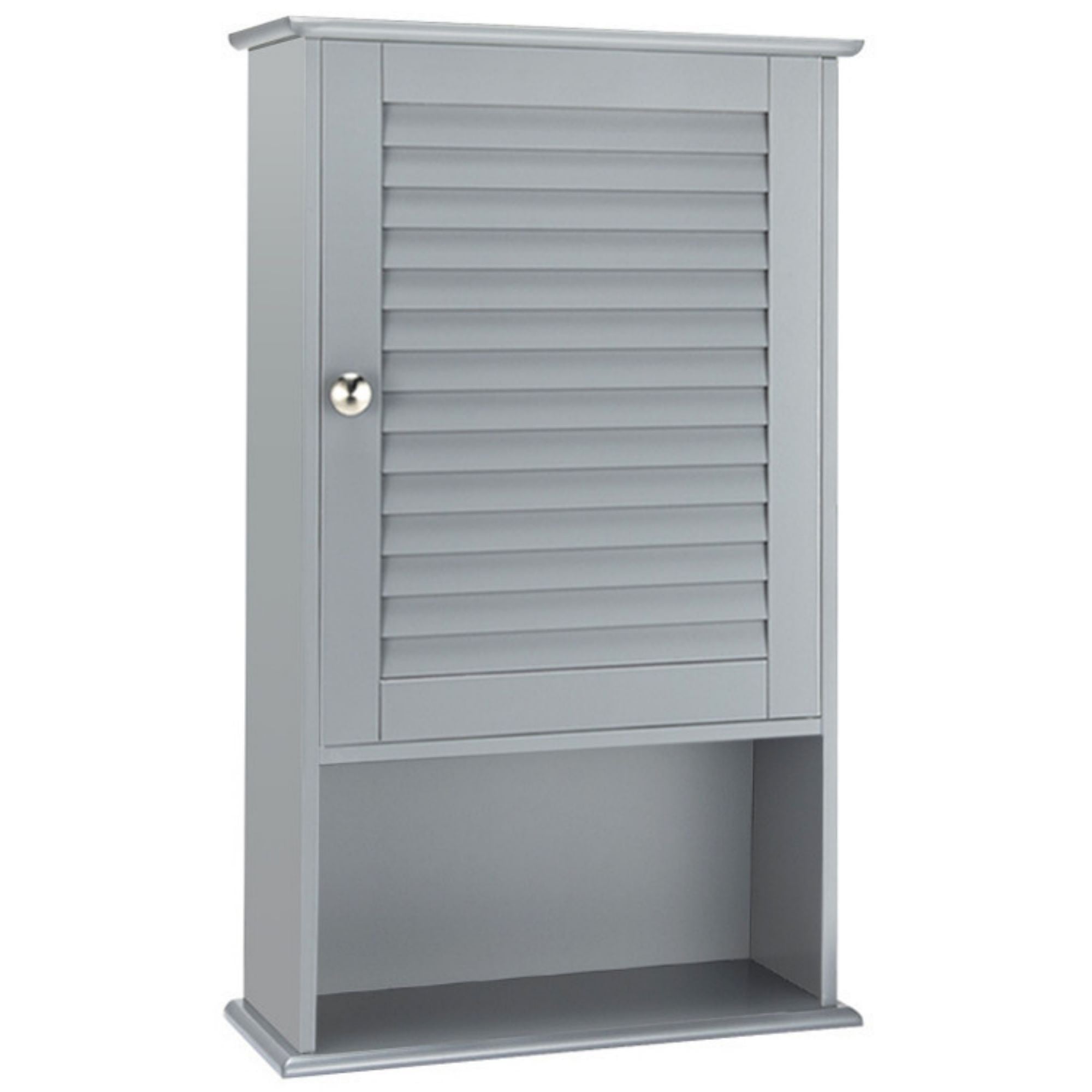 16.5 in. W x 6.5 in. D x 27.5 in. H Gray Bathroom Storage Wall Cabinet Single Door with Height Adjustable Shelf