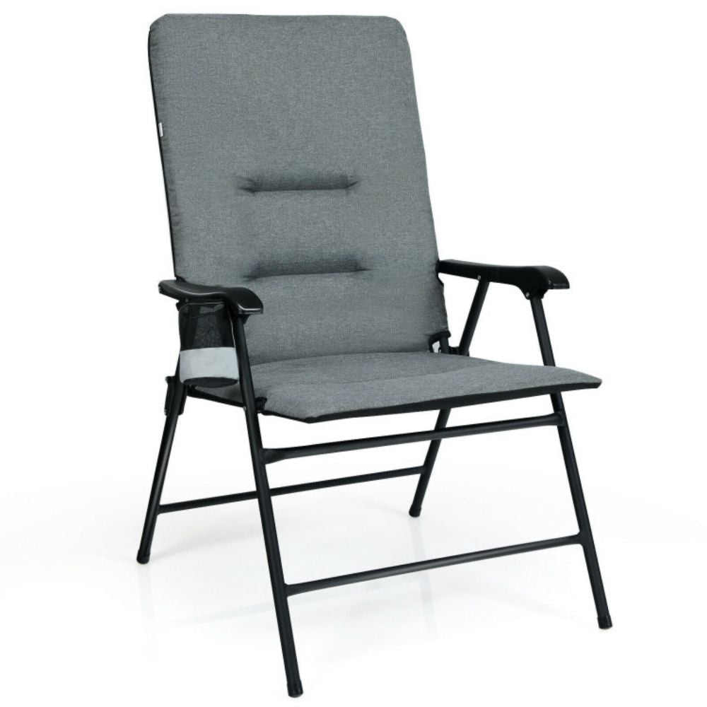 Gray Outdoor Patio Padded Folding Portable Dining Camping Chair