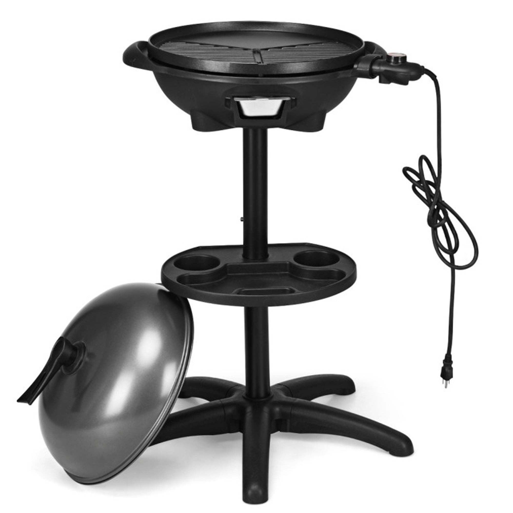 1350-Watt Outdoor BBQ Electric Grill in Black with Removable Stand