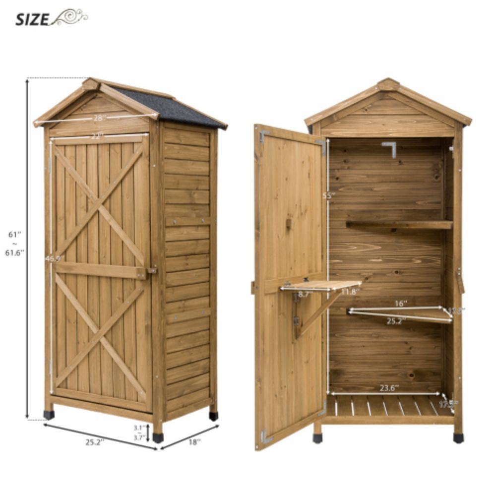 1.5 ft. W x 2.1 ft. D Outdoor Wooden Storage Sheds Fir Wood Lockers in Brown with Workstation (3.15 sq. ft.)