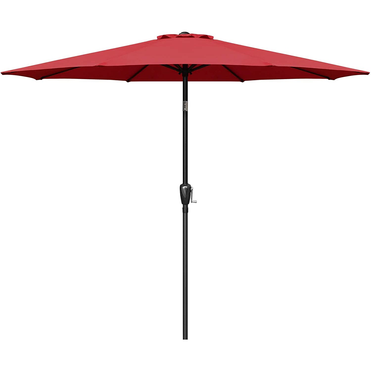 SUGIFT 9' Round Patio Umbrella Market Umbrella with Push Button Tilt-Red