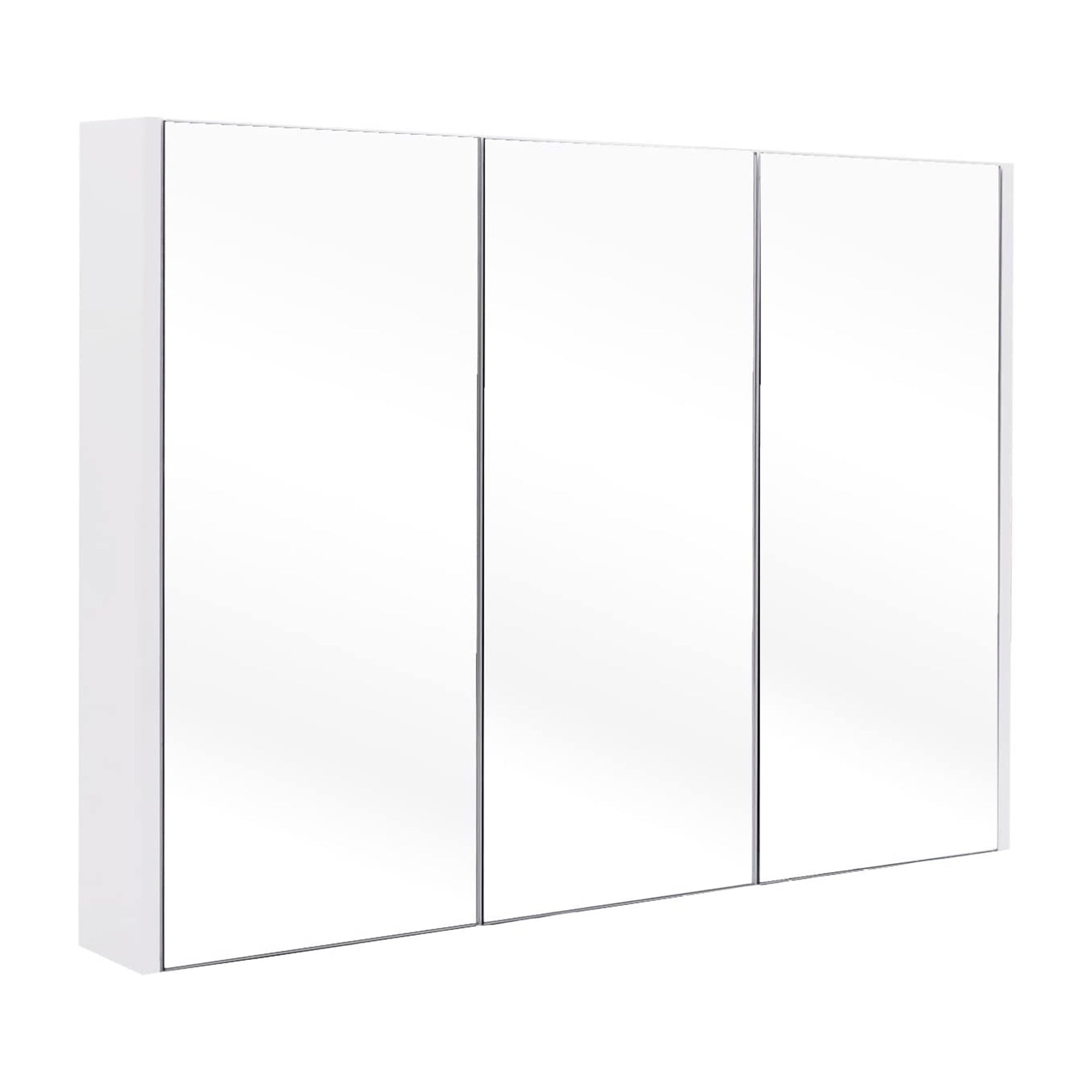 4.5 in. W x 36 in. D x 25.5 in. H White Bathroom Storage Wall Cabinet with Mirror and Adjustable Shelves