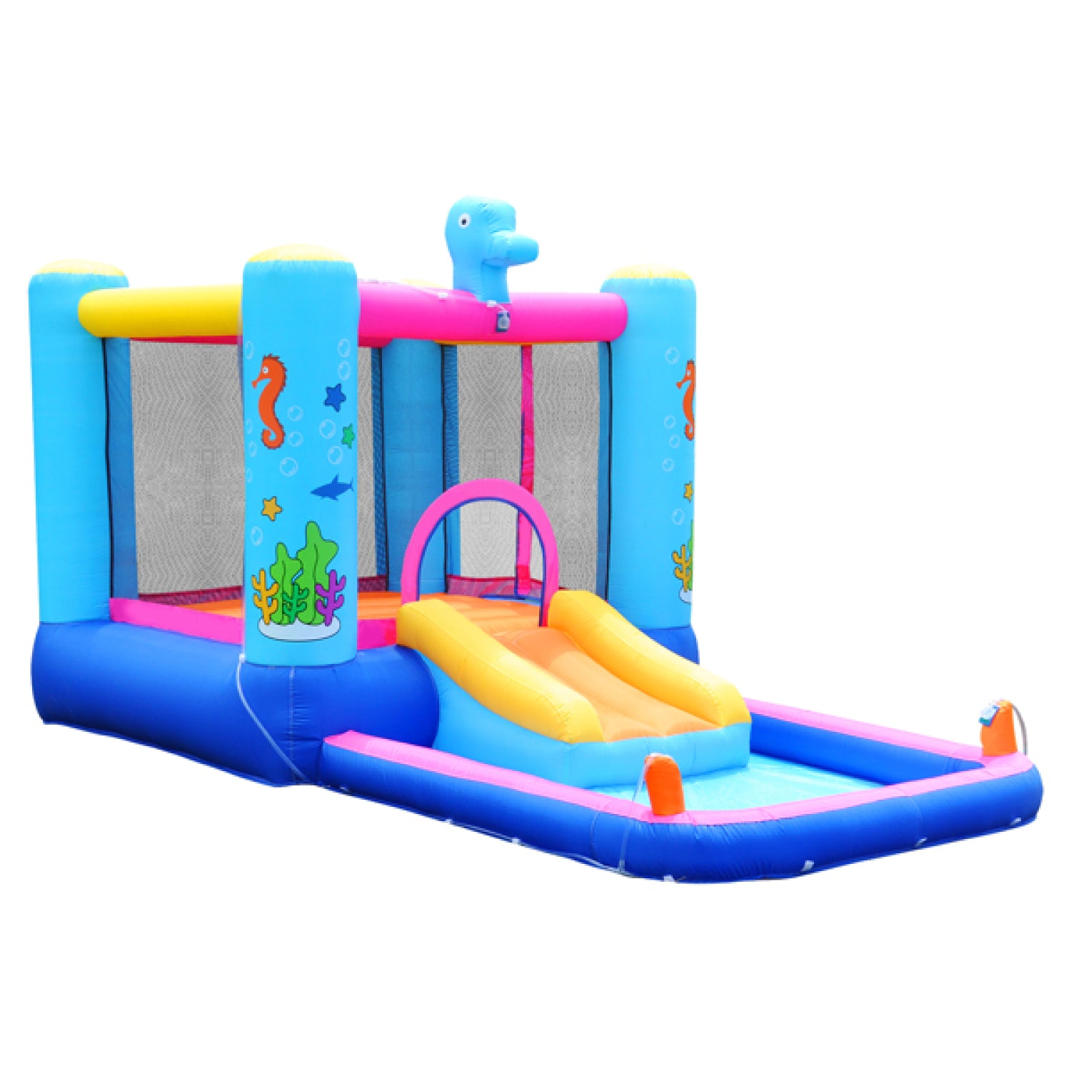 SUGIFT Inflatables Bounce House or Water Slide All in one, Large Pool, Fun Bouncing Area for Jump and Splash Adventure