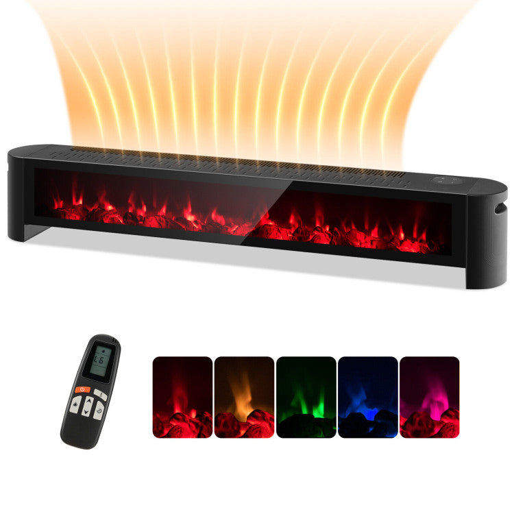 SUGIFT 1400W Electric Baseboard Heater with Realistic Multicolor Flame