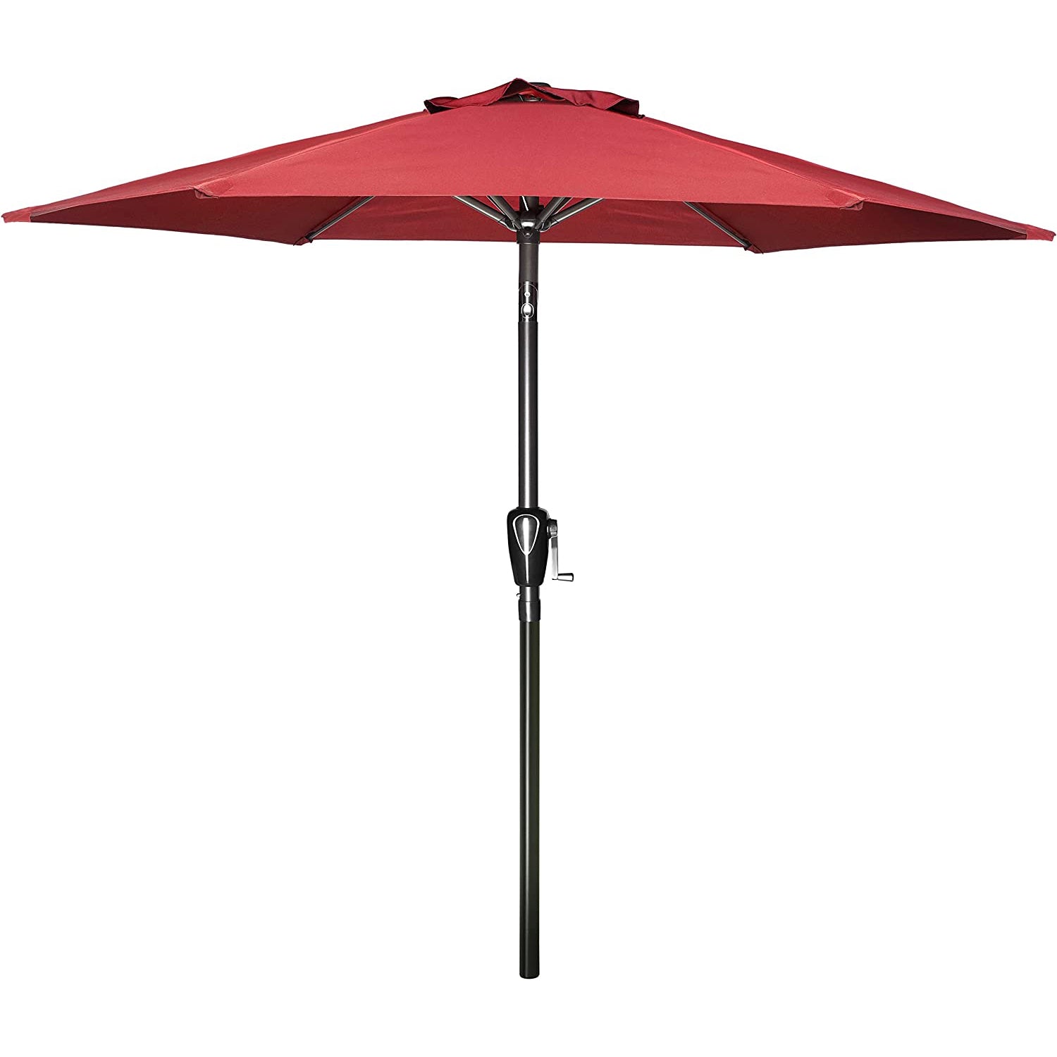 SUGIFT 7.5' Outdoor Patio Table Umbrella Market Umbrella with Push Button Tilt/Crank-Red