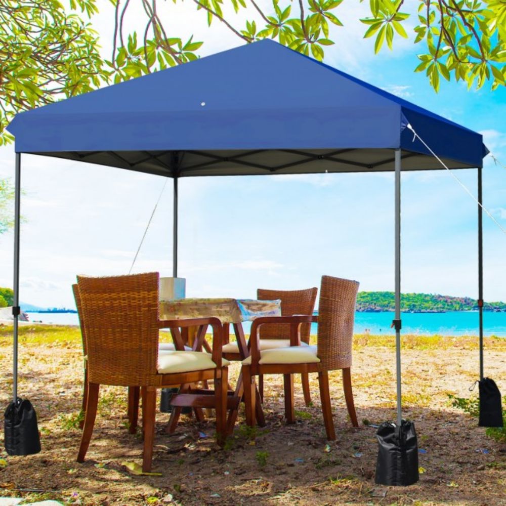 8 ft. x 8 ft. Blue Outdoor Pop Up Canopy with Roller Bag and Sand Bags SUGIFT