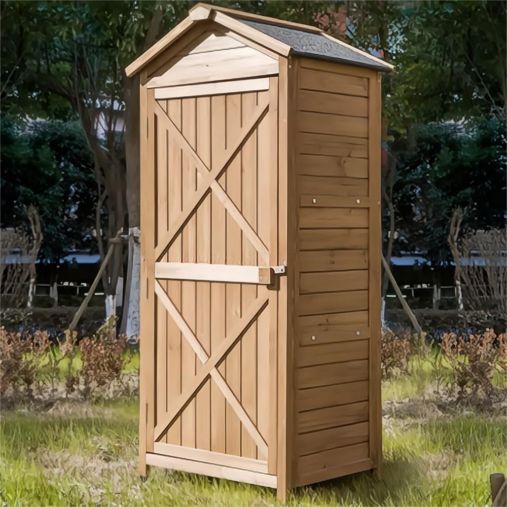 1.5 ft. W x 2.1 ft. D Outdoor Wooden Storage Sheds Fir Wood Lockers in Brown with Workstation (3.15 sq. ft.)