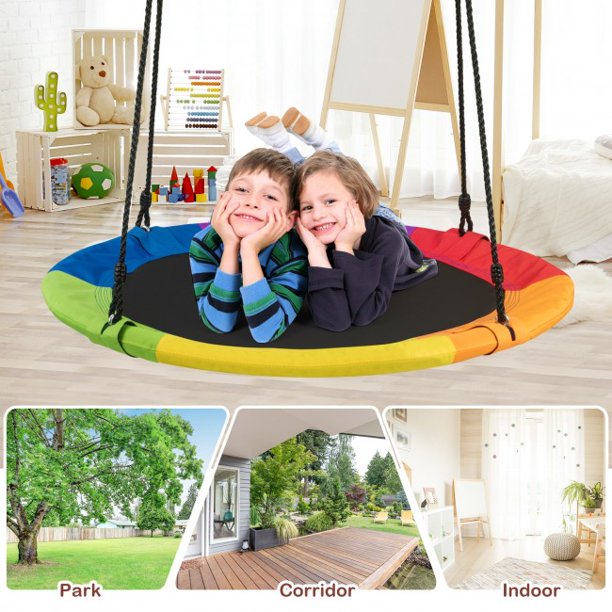 SUGIFT Tree Swing 40 Inch 770 lbs Flying Saucer Kids Gift with 2 Tree Hanging Straps